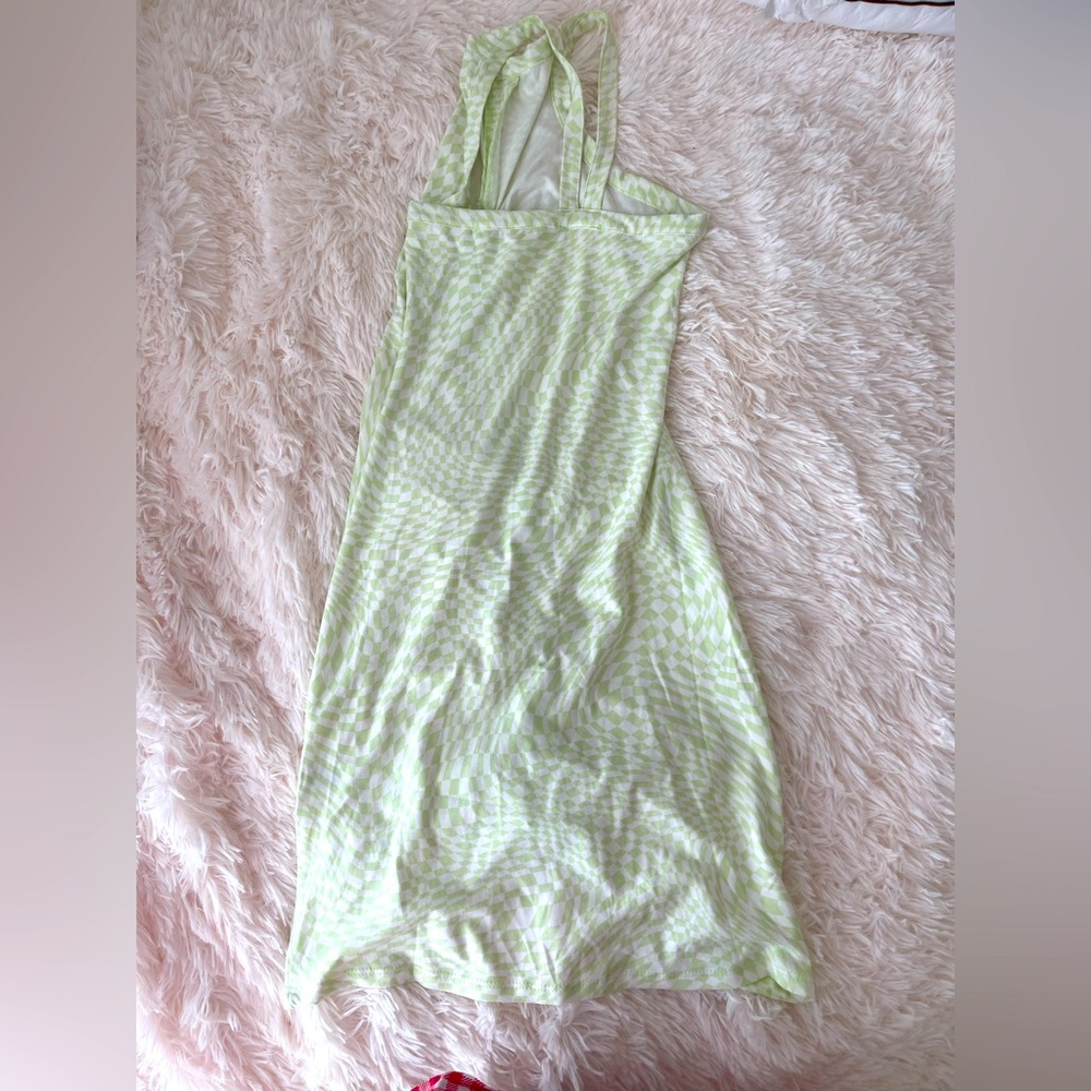 Green and White Halter Dress CoverUp